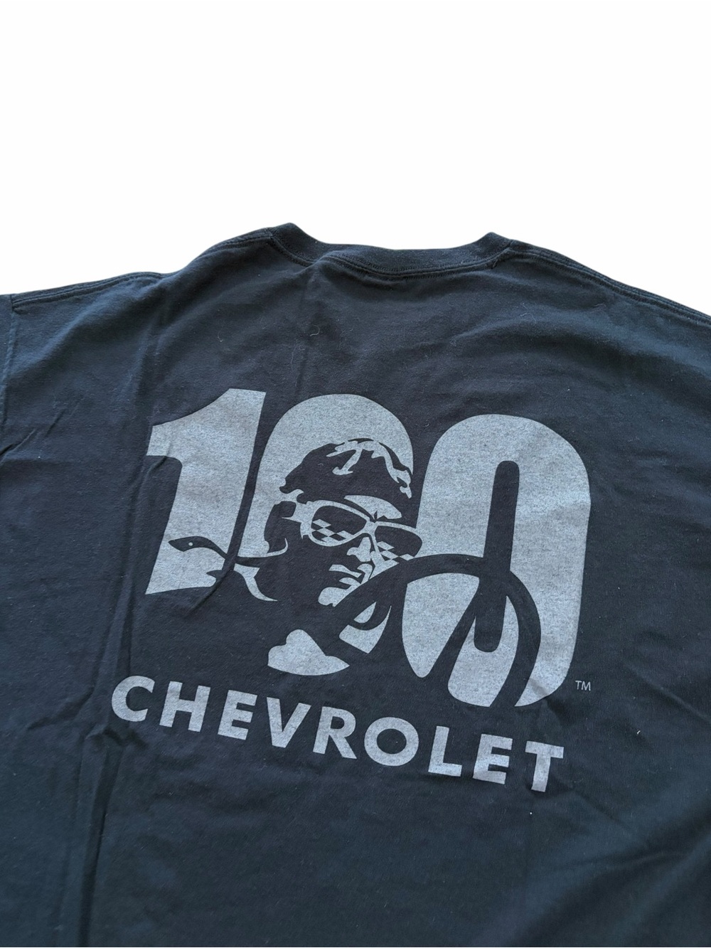 VTG Chevrolet 100 Years Racer Shirt Men’s XL Black Double Sided Y2K Cars